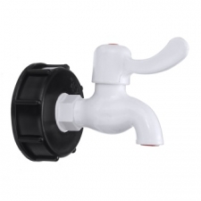 KOREK DO ZBIORNIKA 1000L S60x6 + zawór kulowy czerpalny 3/4" PLASTIKOWY BIAŁY