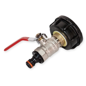KOREK DO ZBIORNIKA 1000L S60x6  + zawór kulowy przelotowy 3/4" z szybkozłączką ogrodową